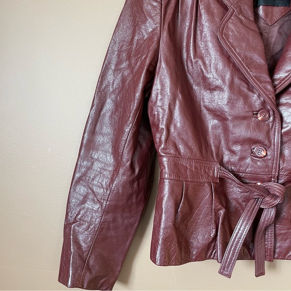 OPERA Burgundy Colour Women’s Leather Jacket Size 13/14 - Picture 9 of 16